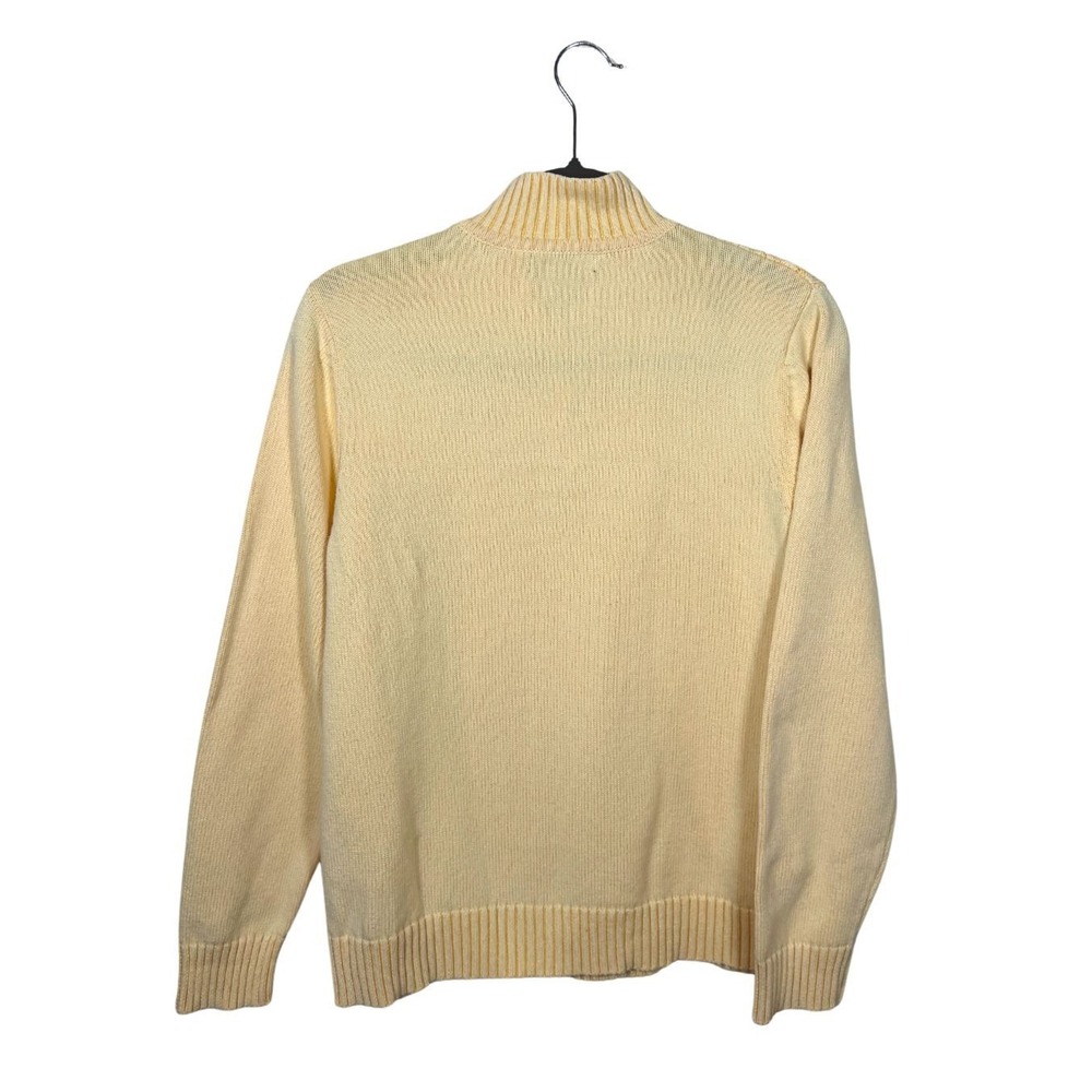 Karen Scott Pale Yellow Cable Knit Quarter Zip Sweater Mock Neck Women Medium - Picture 3 of 5